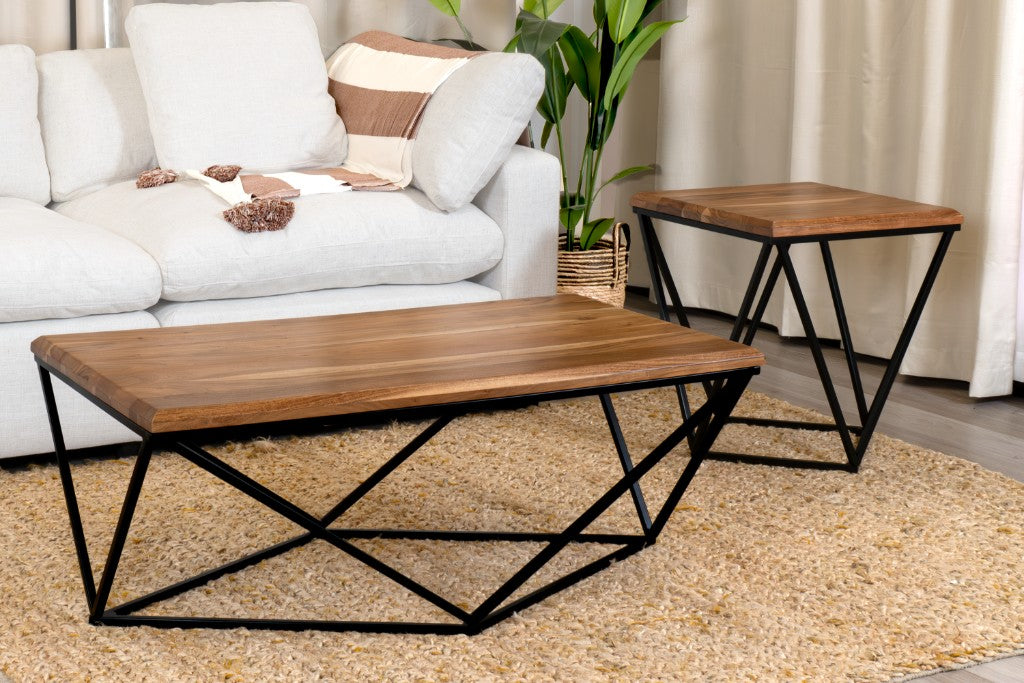 VI Quad Solid Timber Metal Legs Square Lamp Table