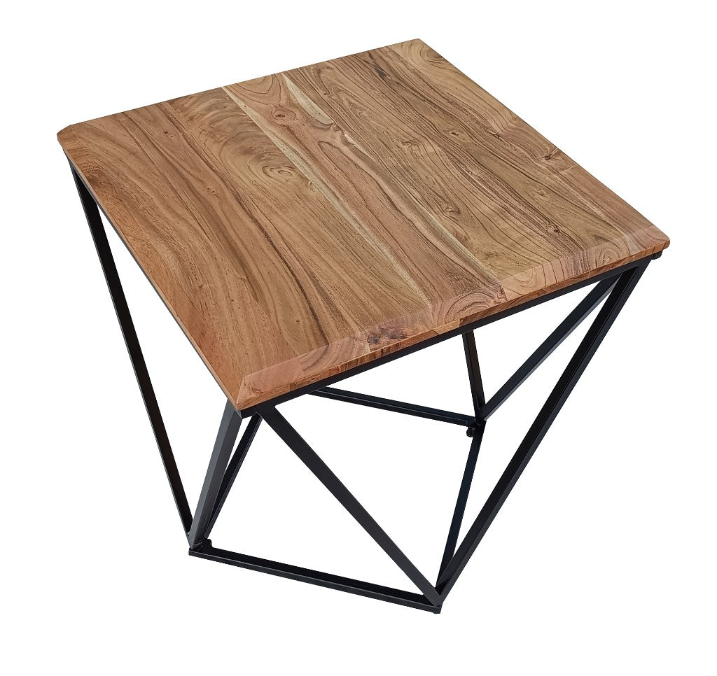 VI Quad Solid Timber Metal Legs Square Lamp Table