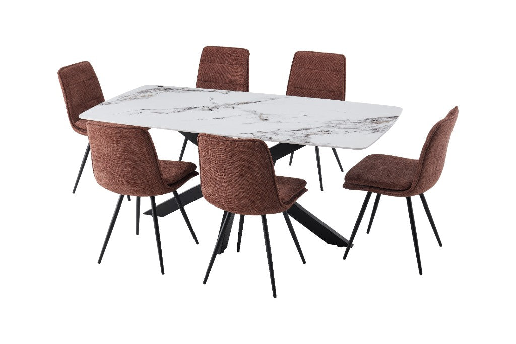 VI Raffael Stone Top Metal Leg Dining Table