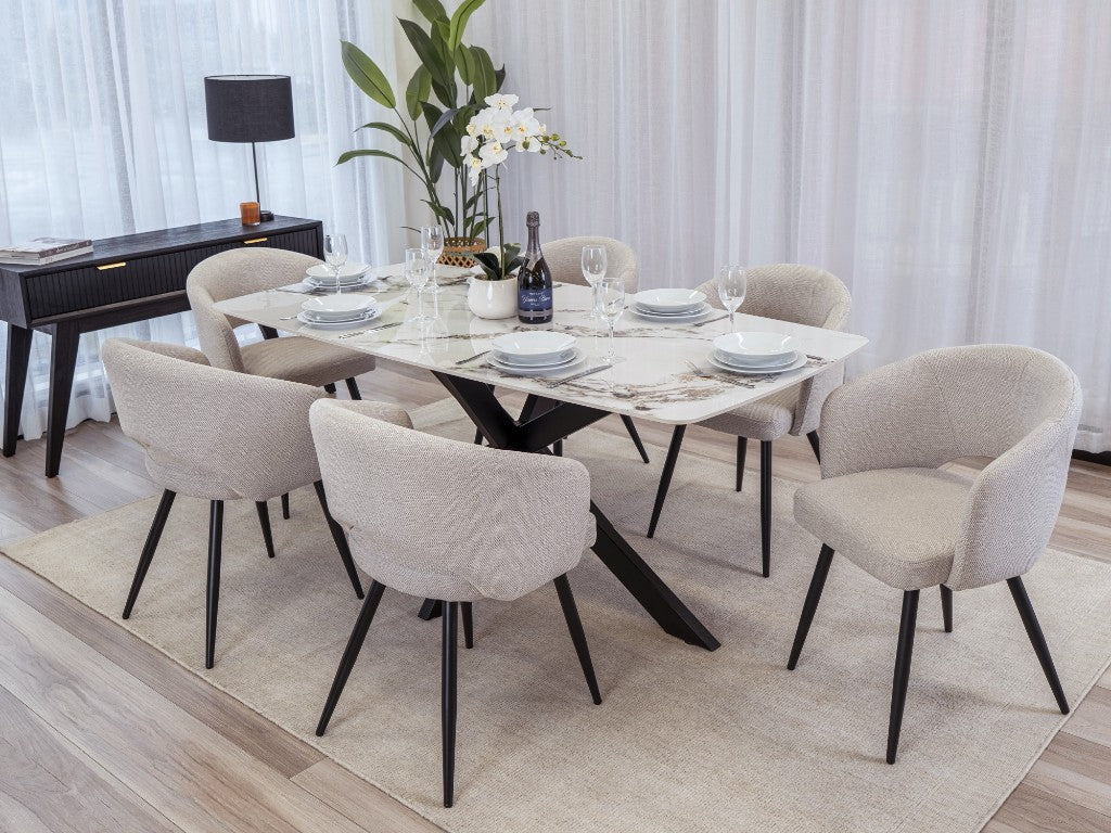 VI Raffael Stone Top Metal Leg Dining Table