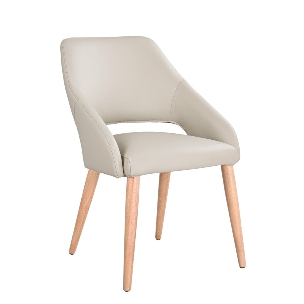 VI Rico Leather Upholstered Timber Legs Dining Chair