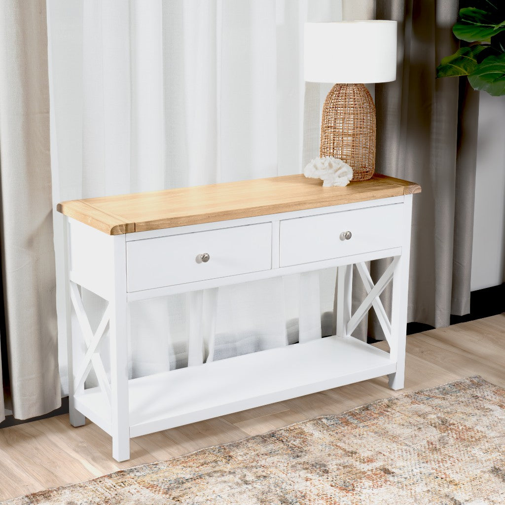 VI Shellwood Solid Timber 2 Drawer Console Table
