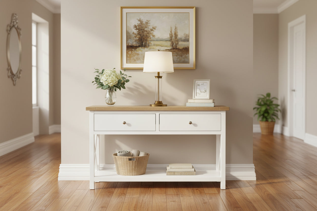 VI Shellwood Solid Timber 2 Drawer Console Table