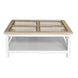 VI Shellwood Solid Timber Glass Top Square Coffee Table with Shelf