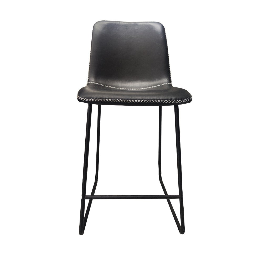 VI Silvester PU Leather Upholstered Metal Leg Bar Stool