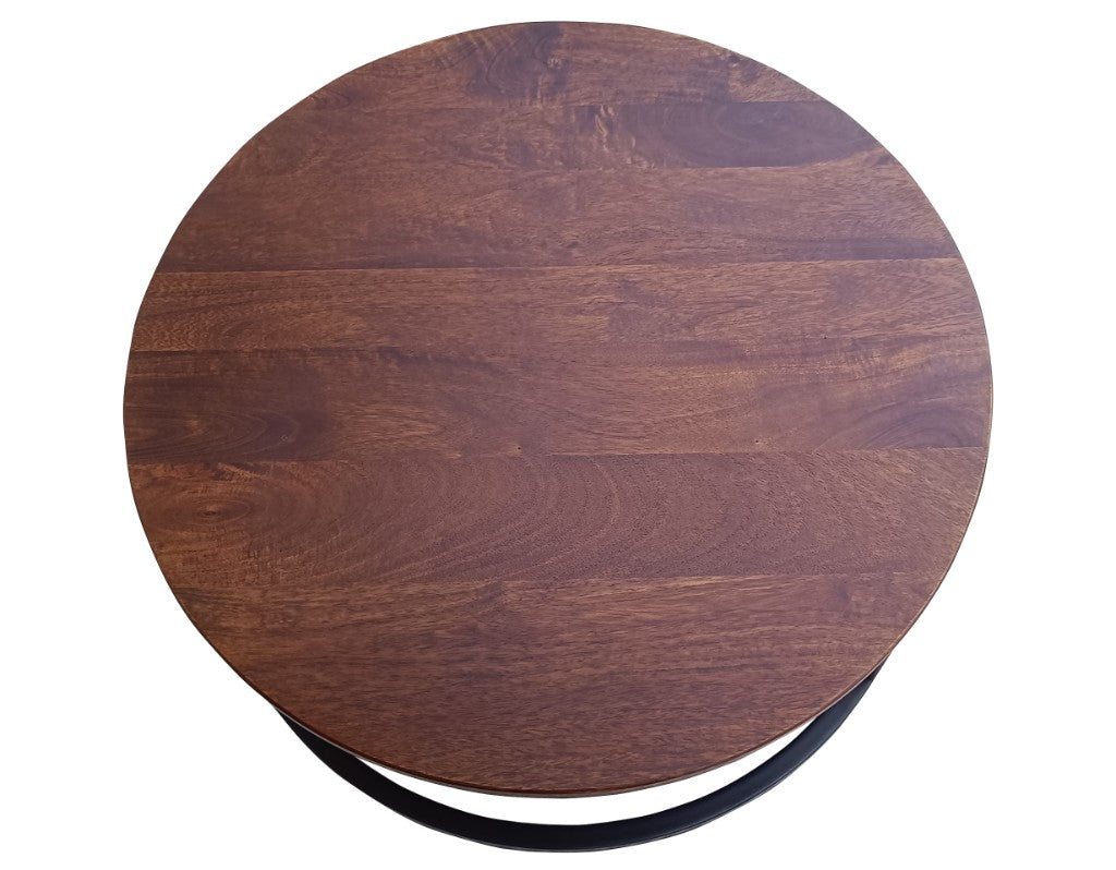 VI Talisman Solid Timber Top Metal Base 2 Piece Round Coffee Table Set