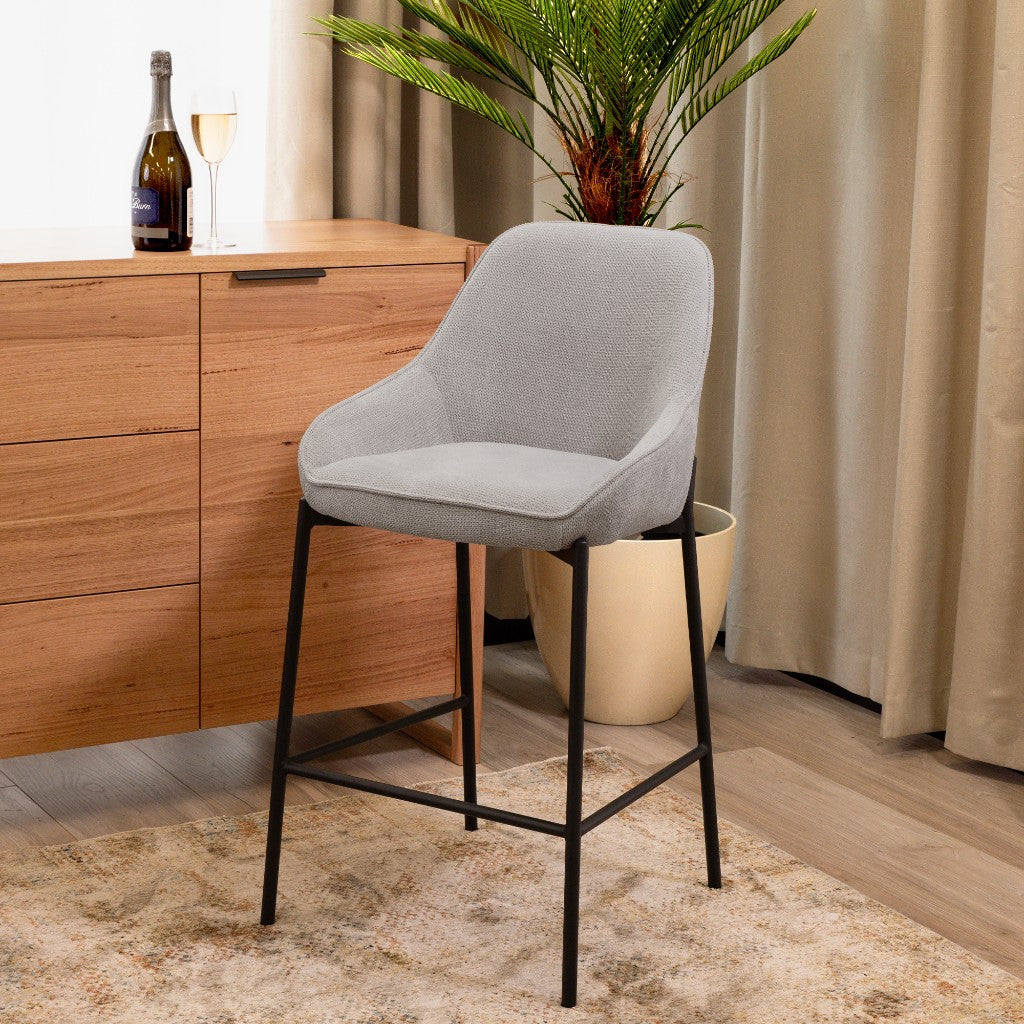 VI Titan Fabric Upholstered Metal Leg Bar Chair