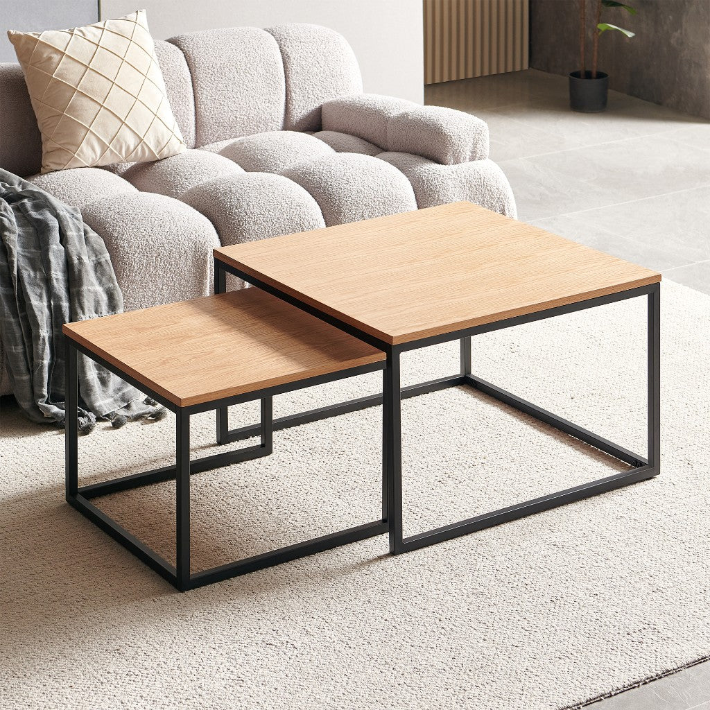 VI Vidal MDF Top Metal Base 2 Piece Coffee Table Set