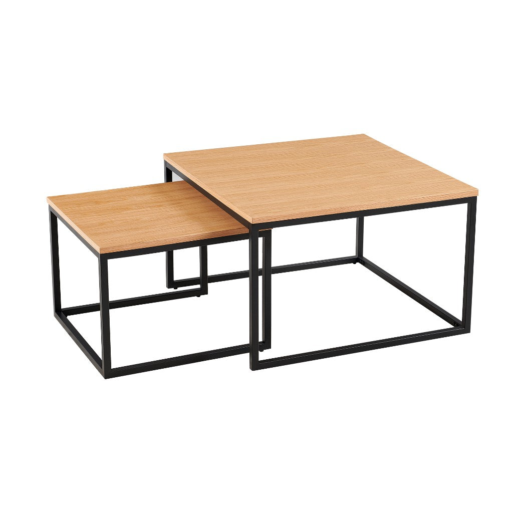 VI Vidal MDF Top Metal Base 2 Piece Coffee Table Set