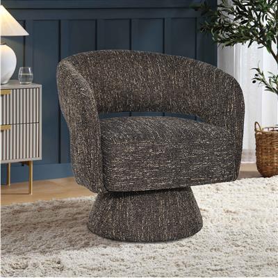 VI Bruno Fabric Upholstered Swivel Accent Chair - Chocolate and Almond