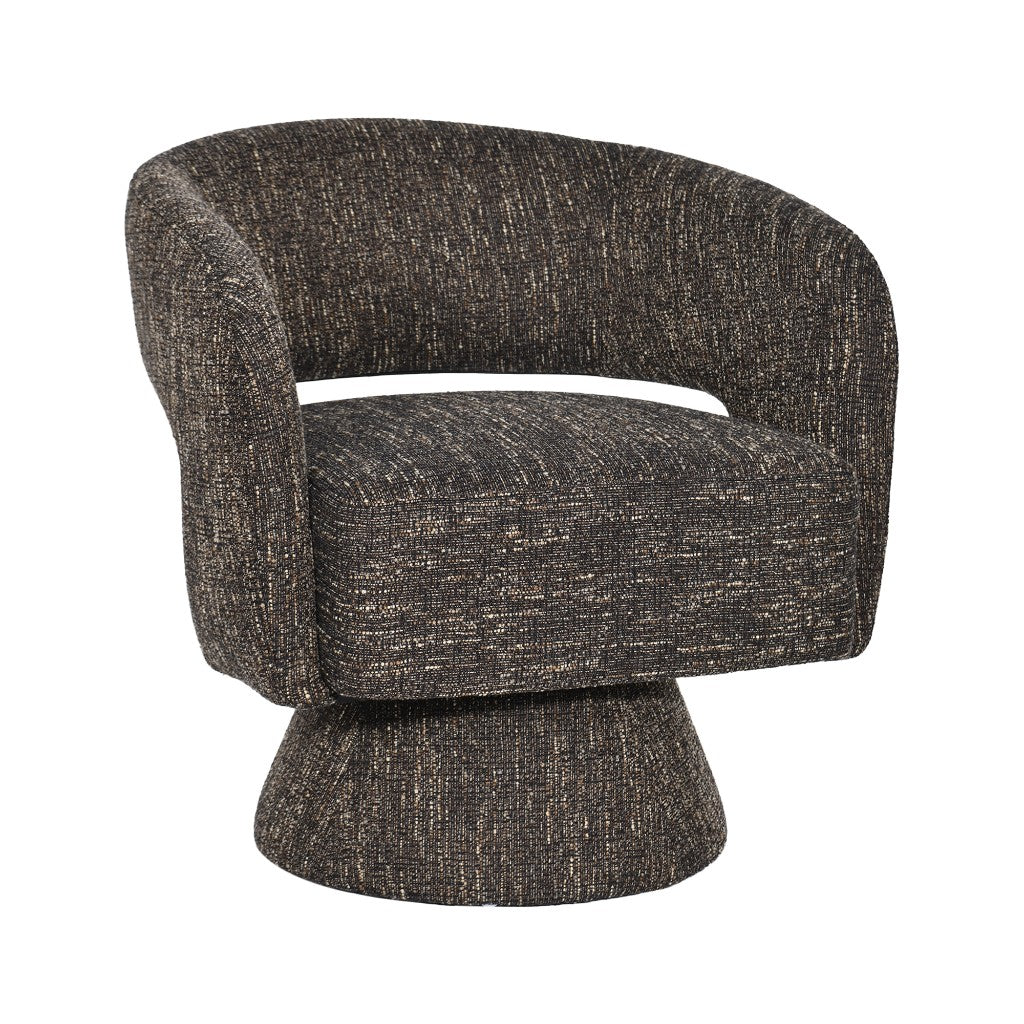 VI Bruno Fabric Upholstered Swivel Accent Chair - Chocolate and Almond
