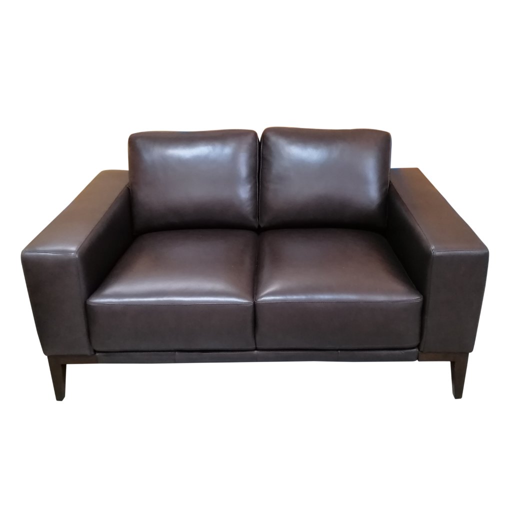 VI Camin 2 Seater Leather Lounge with Timber Legs