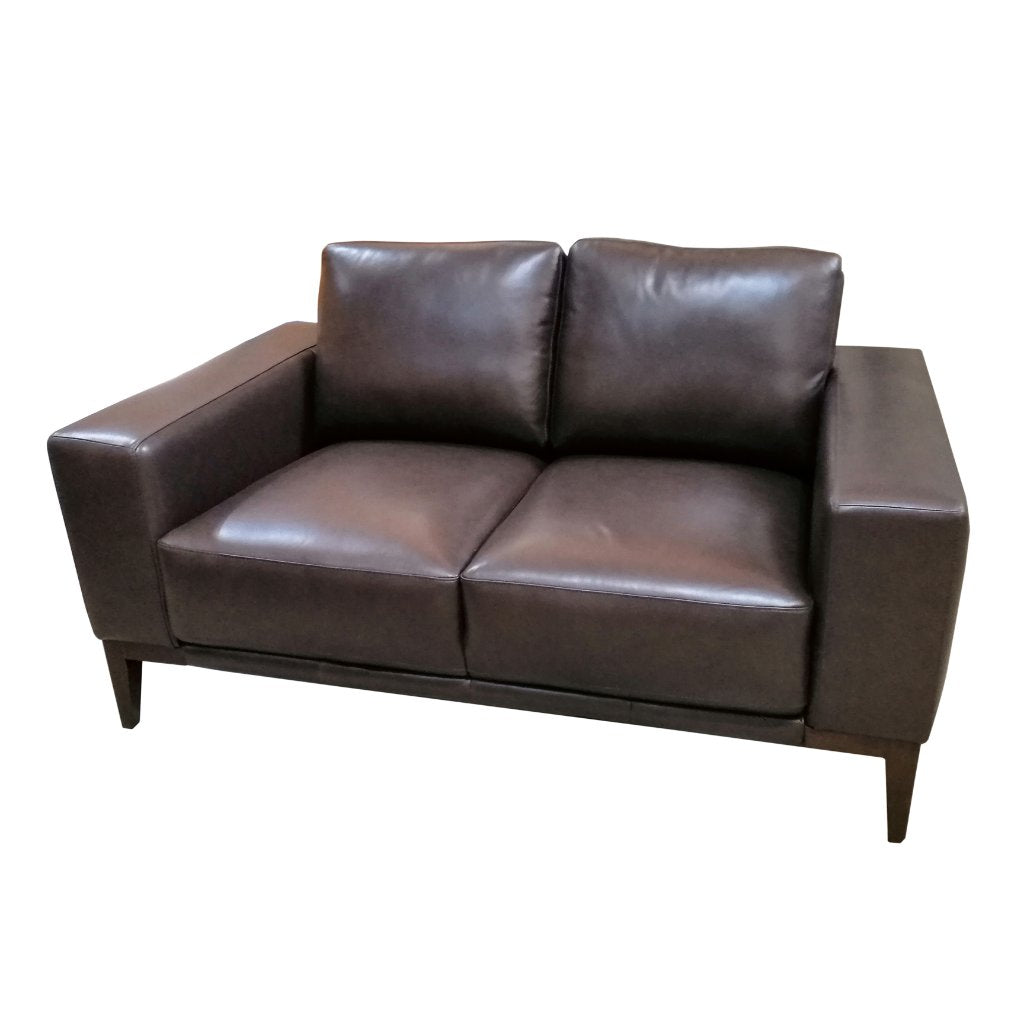 VI Camin 2 Seater Leather Lounge with Timber Legs