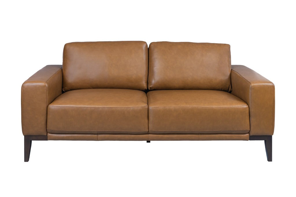 VI Camin 3 Seater Leather Lounge with Timber Legs