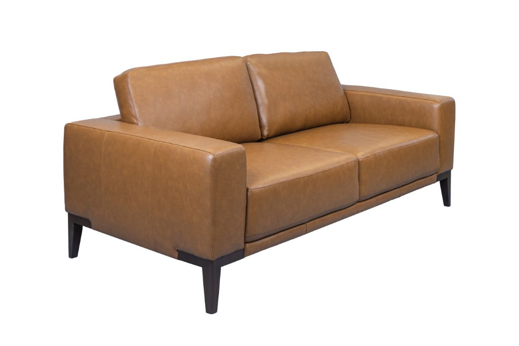 VI Camin 3 Seater Leather Lounge with Timber Legs