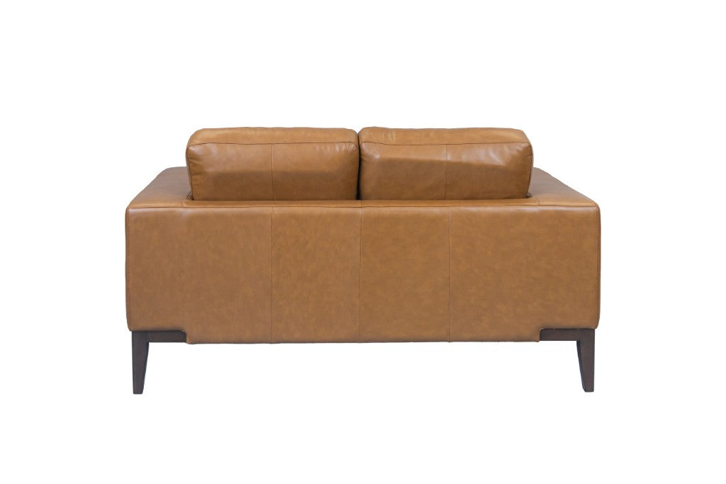 VI Camin 3 Seater Leather Lounge with Timber Legs