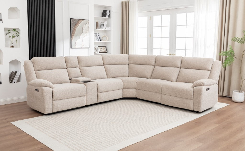 VI Dream Fabric Upholstered 5 Seater Electric Recliner Modular Corner Lounge