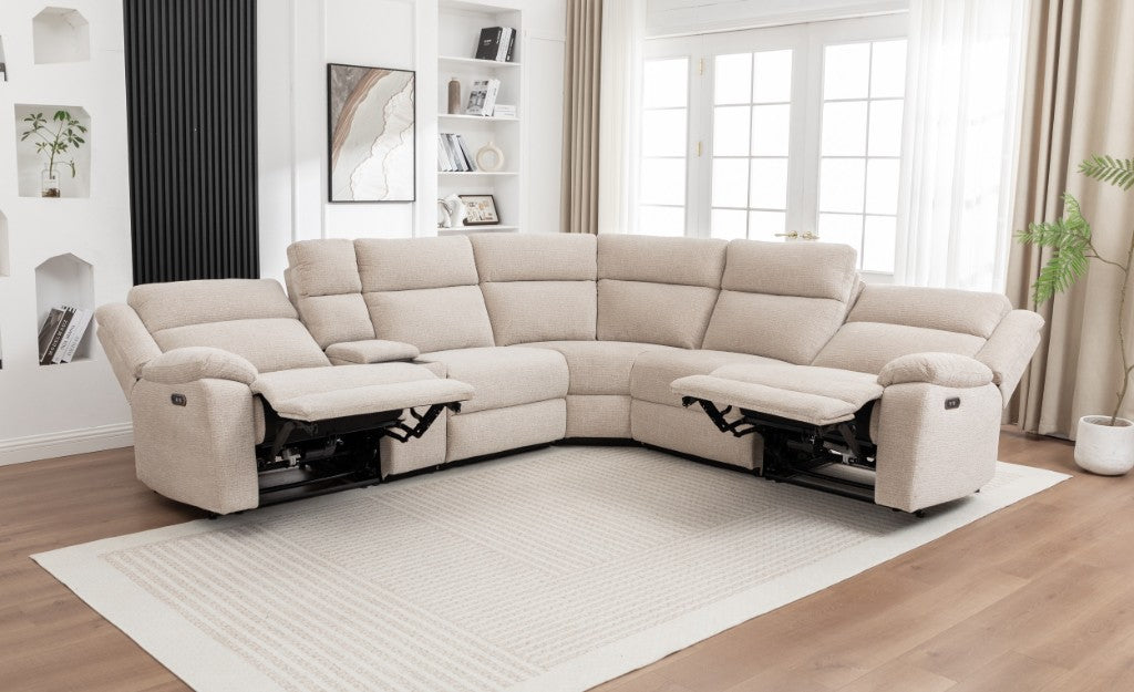 VI Dream Fabric Upholstered 5 Seater Electric Recliner Modular Corner Lounge