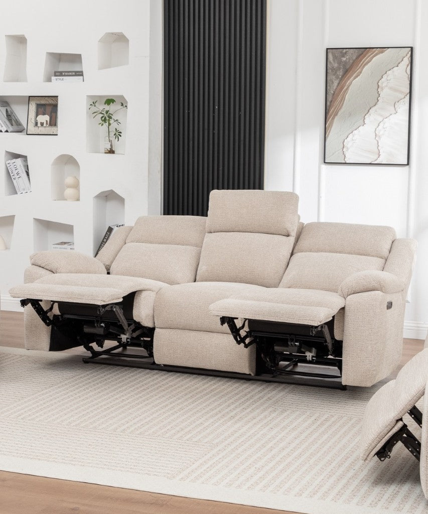 VI Dream 3 Seater Fabric Electric Recliner Lounge with Dropdown Table