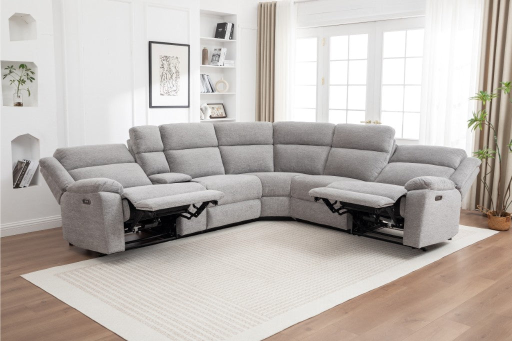 VI Dream Fabric Upholstered 5 Seater Electric Recliner Modular Corner Lounge