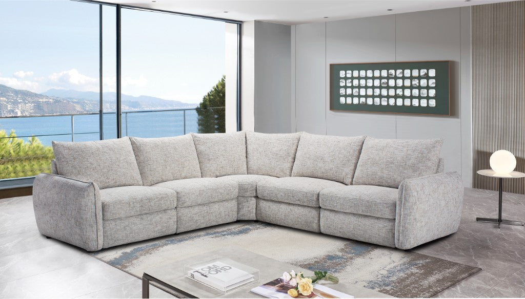 VI Isla Fabric Upholstered 5 Seater Electric Recliner Modular Corner Lounge