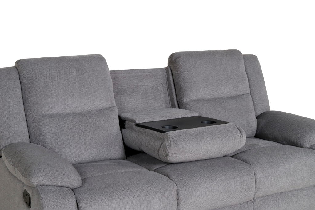 VI Rancher 3 Seater Fabric Recliner Lounge with Dropdown Table