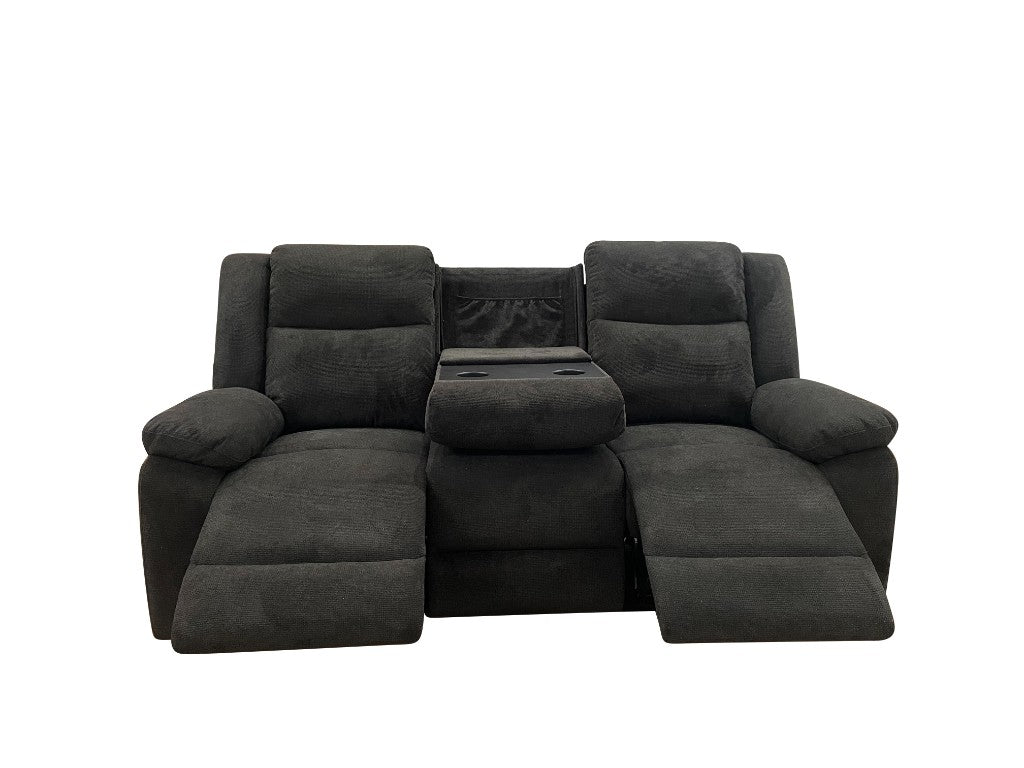 VI Rancher 3 Seater Fabric Recliner Lounge with Dropdown Table