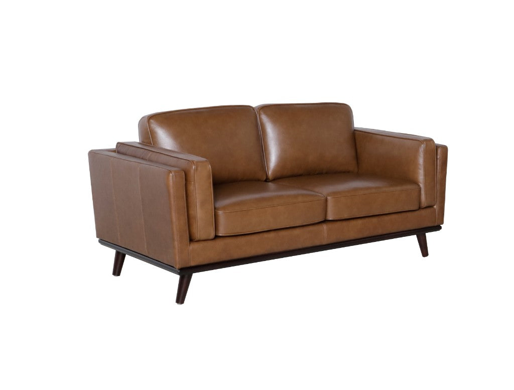 VI Riley Leather Upholstered Timber Legs 2 Seater Lounge