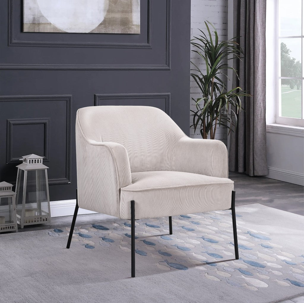 VI Seven Fabric Upholstered Metal Leg Armchair