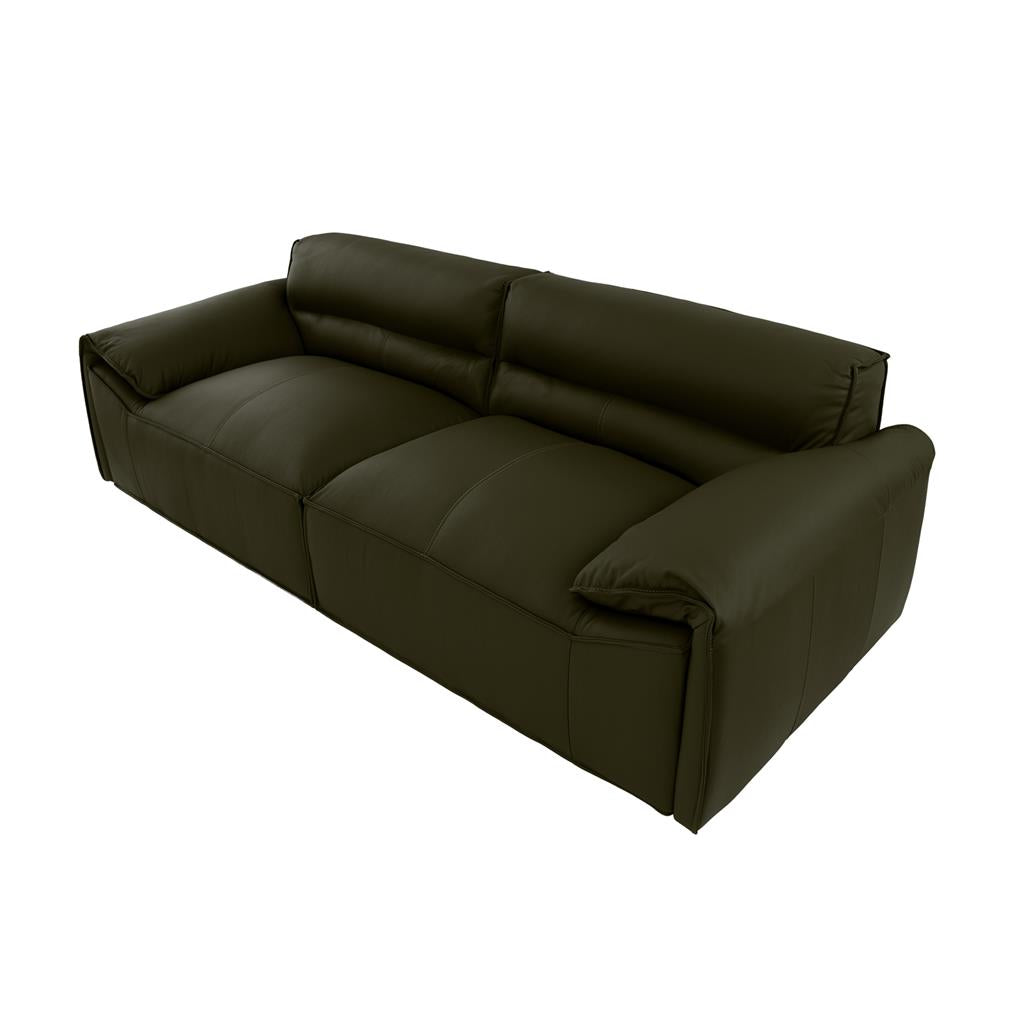 VI Zander Leather 2 Seaters Sofa - Tan and Olive