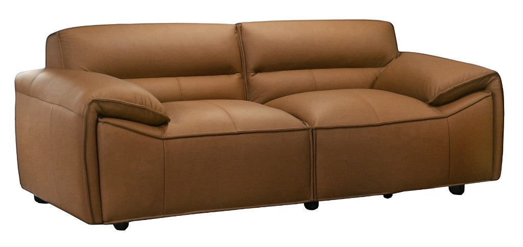 VI Zander Leather 2 Seaters Sofa - Tan and Olive