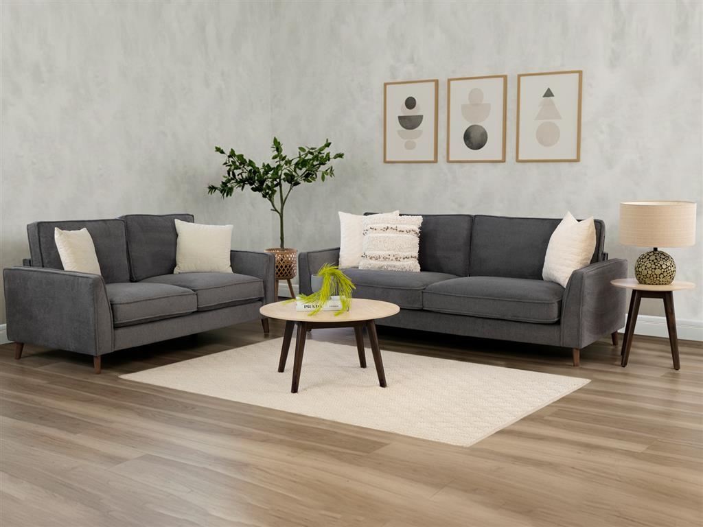 VI Alex Fabric Upholstered Timber Leg 3 Seater Sofa
