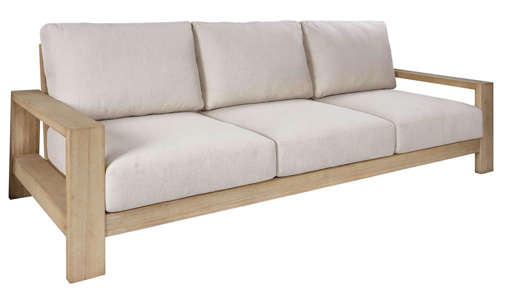 VI Marrakesh Solid Timber 3 Seater Shaded Outdoor Lounge with Cushion
