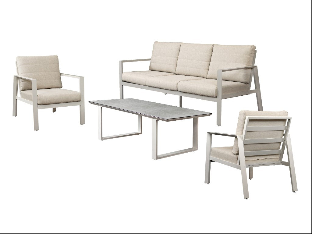 VI Reed Aluminium 3 + 2 Seater Outdoor Sofa with Coffee Table Set