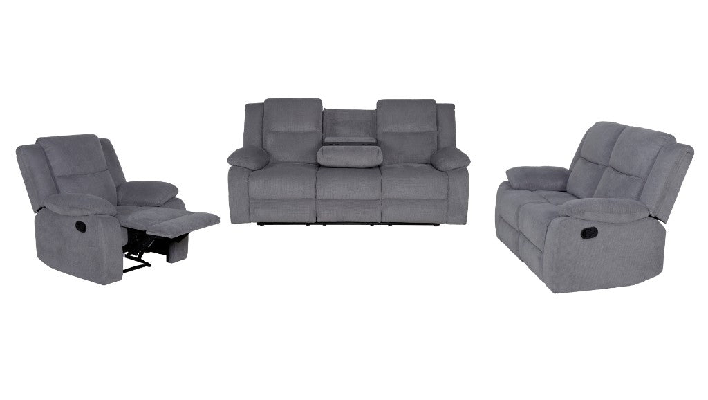 VI Rancher Fabric Upholstered 3 Seater + 2 Seater + 1 Seater Recliner Lounge Set