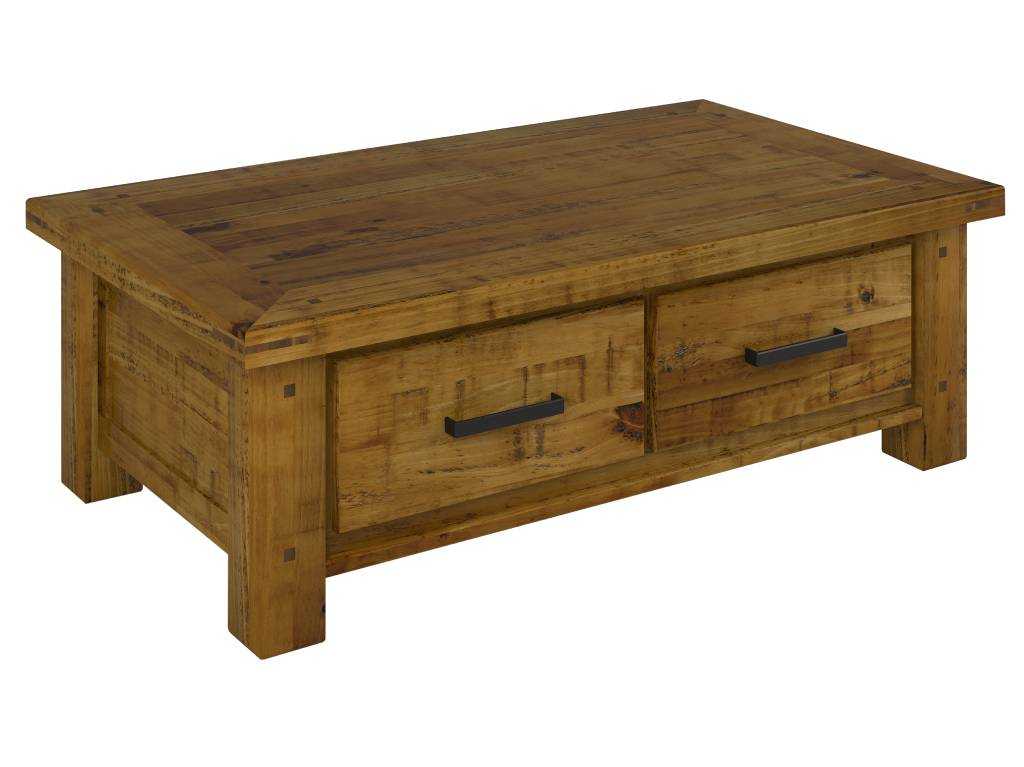 VI Settler Solid Timber Coffee Table With 4 Drawers