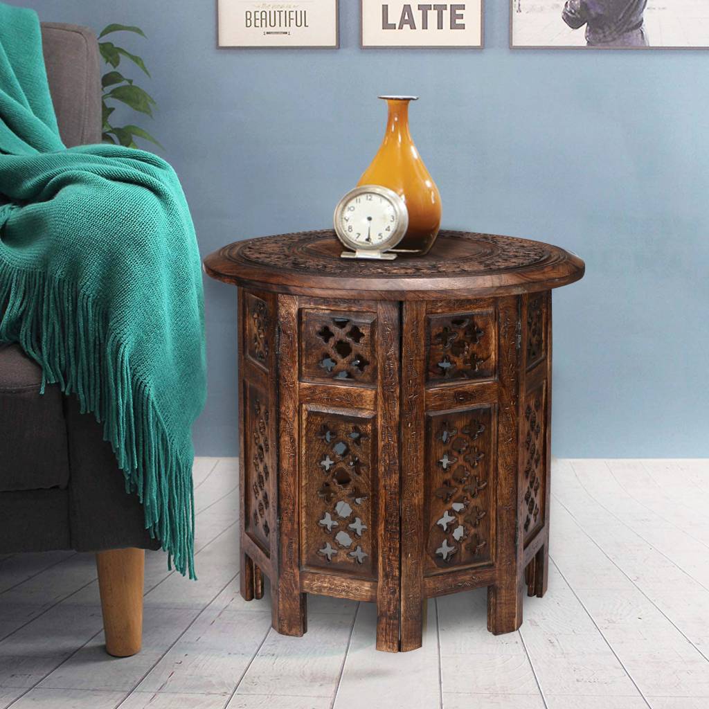 VI Round Solid Timber 8 Octagone Leg Side Table