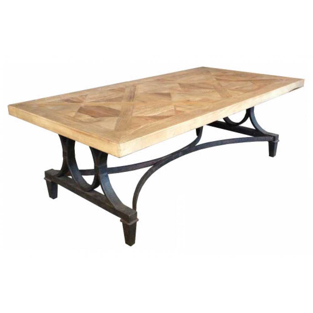 MF Bourke Recycled Elm Timber Coffee Table with Rustic Metal Frame